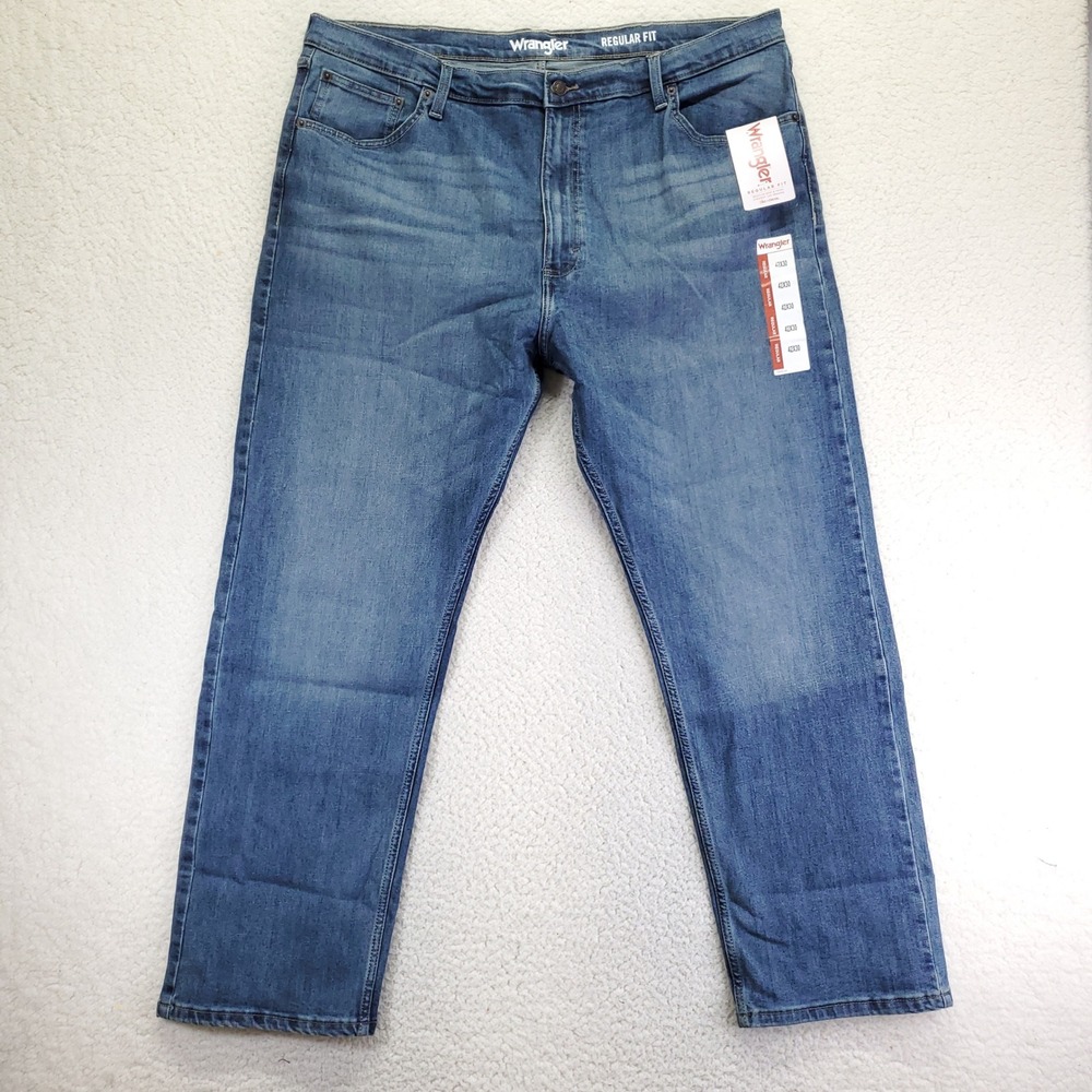 Wrangler Mens Regular Fit Straight Leg Blue Stretch‎ Jeans 42x30 10MGW25SB NWT